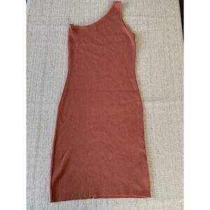 HOUSE OF HARLOW 1960 Orange Ribbed Knit One Shoulder Mini Dress XS